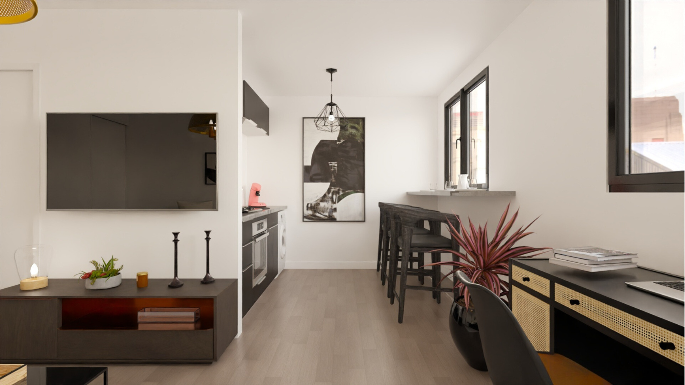 Rénovation studio étudiant espace cuisine
